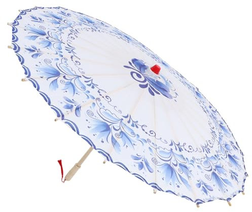 GALPADA Chic Vintage Handheld Umbrella Stage Performance Decor Chinese Traditional Art Umbrella Decorative Prop for Dance