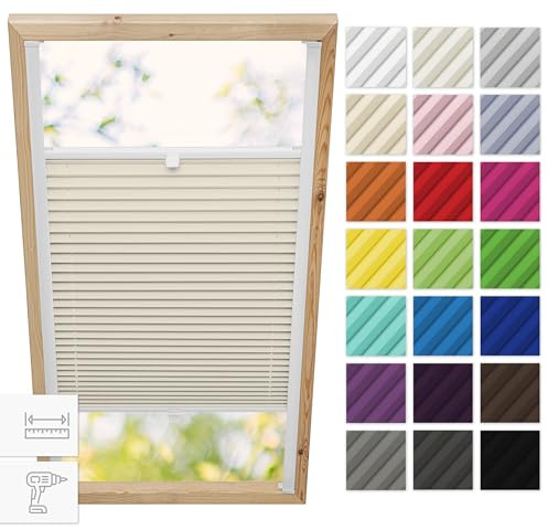 Estika Tenda plissettata per finestra da tetto Fakro con foratura - Modello: 66/118 - Colore del tessuto: Beige - per interni, protezione solare