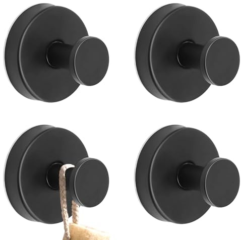 Exsink Lot de 4 Crochets à ventouse, Crochet Mural, Patere Salle de Bain en Acier Inoxydable, Porte Manteau Adhésif pour Cuisine Salle de Bain Chambre à Coucher