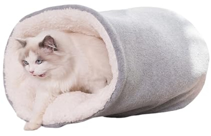 Hperu Saco de Dormir para Gatos Felpa Suave 15x13 Pulgadas Cama escondida de Invierno Cueva 360 Wrap Cama para Cachorros fácil de almacenar para Gatos y Cachorros de Interior - Saco de Dormir para