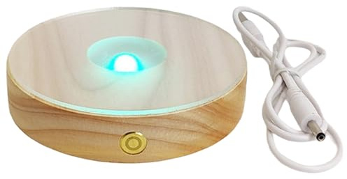 Base illuminata per arte del vetro Base luminosa a LED dimmerabile a 7 colori Lampada in legno da 4 pollici per decorazioni per display in pietra aromatica 3D