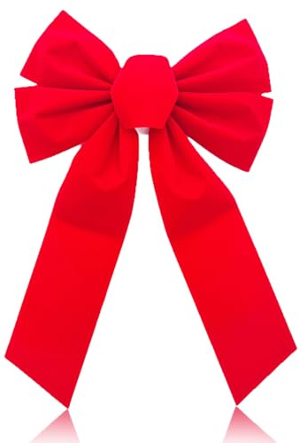 URYVAIW Lazo de Regalo Grande Rojo, 23x33cm Lazo Gigante, Poliéster Decoración, Navidad para Regalos, Puertas & Árboles, 1 Pieza