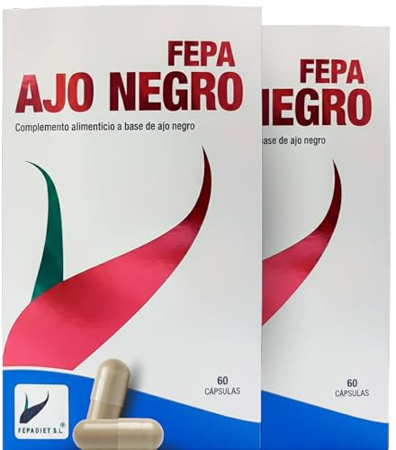 Ajo Negro Cápsulas FEPA – 60 Cápsulas Pack de 2 – Complemento Alimenticio con Extracto de Ajo Negro – Apoyo Antioxidante, Energía y Bienestar General para Uso Diario – Aporte Nutricional – Fepadiet