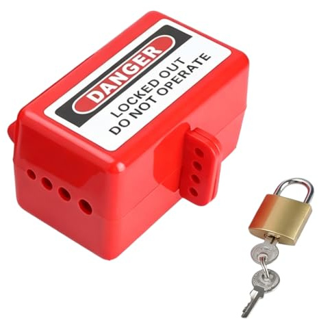 Serrure de machine à laver, boîte de protection avec serrure et clé, boîte de protection avec serrure, prise coffre-fort, serrure de prise pour machine à laver et câble d'alimentation, rouge