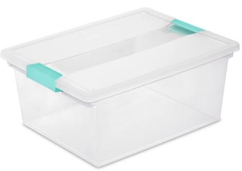Sterilite 4-Pack Clip Box, Stackable Clear Plastic Bins with Latching Lids, Deep - Writing, Arts or Crafts Supplies Storage Containers for Home, Office, Classroom and Workshop Organization