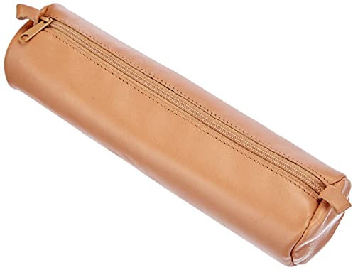 Clairefontaine 8298C Schlampermäppchen (aus echtem Leder, Ø5,5 x 22cm) 1 Stück natur Naturbraun