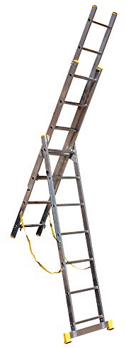 Trade Master Pro® 3 Section Stair Combi-All-in-One Extension Ladder, Step Ladder & Free Standing Ladders | Lightweight Aluminium | 150kg Weight Rating | EN131 Certified | Size: 3x7