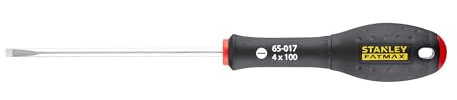STANLEY 0-65-017 Tournevis, 4 X 100 Mm - Gamme FATMAX - Fabriqué En France - Lame En Acier - Liaison Quasi Incassable - Poignée Soft-Grip - Sablage De L'Empreinte