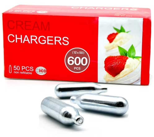ICO Cartuchos Gas Óxido Nitroso N2O, 600 Unidades, Cápsulas de Crema Batida de 8g para el Sifón de Cocina