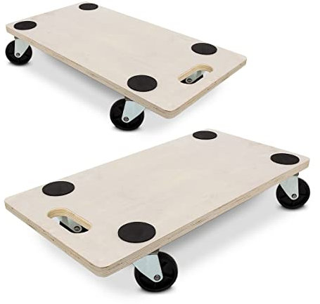 Relaxdays 2 Rodillos de Transporte, Rotación de 360°, Puntos Antideslizantes, Capacidad 200 kg Cada uno, Natural