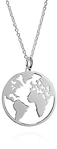 Halskette Damen Kette Weltkugel Aus 925er Sterlingsilber - Halsketten Für Frauen Silber 925-42 Cm Kette Für Die Reisenden Frauen.