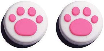 Silicone Analog Thumb Stick Cap Cover Grip Thumbsticks Joystick Replacement For Nintendo Switch NX NS JoyCon Controller (2 PCS White-Pink Cute Cat Paw Claw)