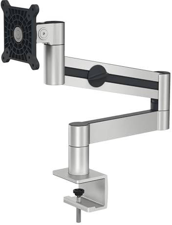 Durable Monitor Halterung mit Tischklemme, Bildschirmhalterung, flexibler Schwenkarm 360° drehbar, für VESA Bildschirme 21-27, silber, 508323