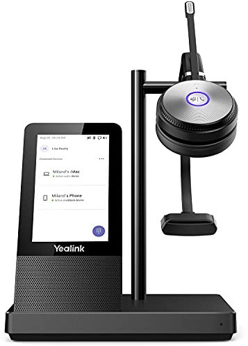 Yealink WH66 Wireless Headset Teams Certified, Office Mono Headset with Noise Canceling Microphone, for Computer Laptop PC Softphone, VoIP Desk Phones, Smartphones,160m Wireless Range,13H Talk Time