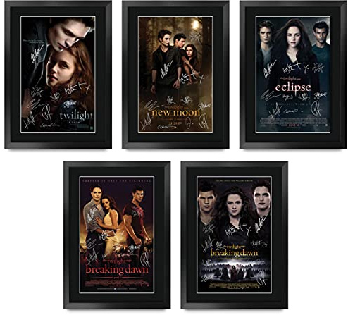 HWC Trading FR A3 Twilight Collection Kristen Stewart, Robert Pattinson - Poster stampato con autografi per i fan di memorabilia cinematografiche - Formato A3 con cornice