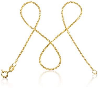 modabilé Panzerkette Damen Halskette Vergoldet 925er Sterling Silber (70cm 1,3mm breit) Goldkette ohne Anhänger Goldene Kette Kurz 925 Frauen