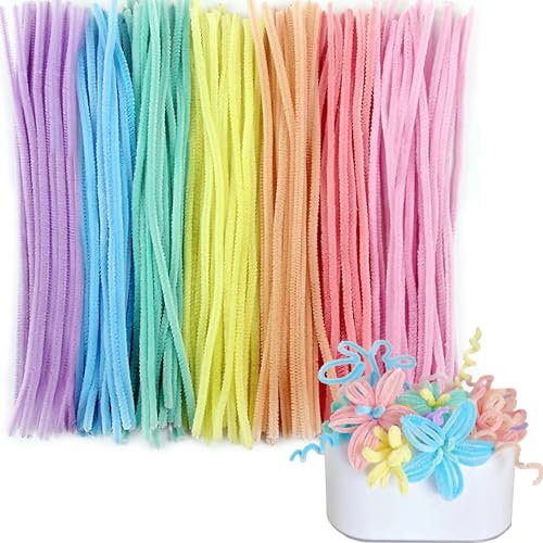Lawen Creative Pipe Cleaners in 7 Macaron Colours, DIY Crafts, Cartoon Chenille Wire for Wire Sculptures, 6 mm x 30 cm (200 Macaron)