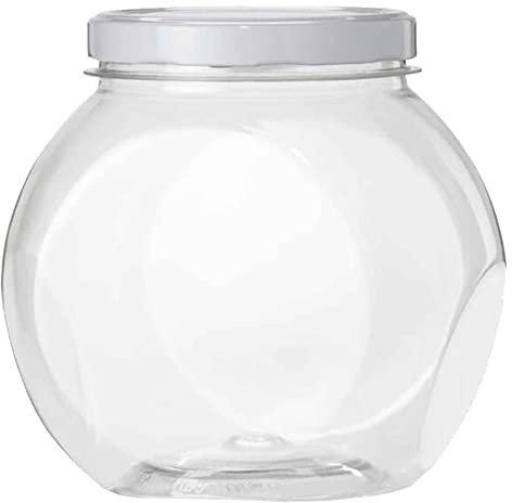 Tradineur - Tarro de plástico - Incluye tapa metálica - Ideal para la conservación de tus alimentos - Capacidad de 2,1 Litros - 16,5 x 17,3 x 13 cm