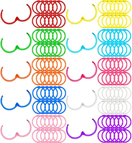120 pcs Loose Leaf Binder Rings 1 Inch 10 Colors