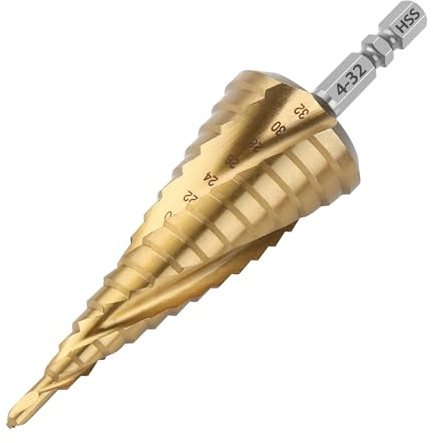 Vearter Broca escalonada 4241 4-32 mm HSS cobalto broca escalonada espiral vástago hexagonal estriado adecuado para acero inoxidable, hierro, cobre y aluminio.