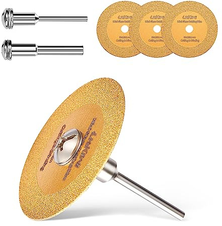 LitKiwi Mini Glasses Cutting Disc,1mm Ultra-Thin Diamond Cutting Blade Wheel,with 2 Sizes Round Mandrels,for Cutting Glass, Jade, Crystal, Ceramics and etc.