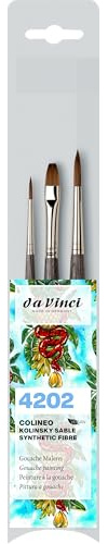 da Vinci, COLINEO Kurzstielig, Gouache-Malpinsel Set, Synthetikfasern, Künstlerpinsel, Gouache Malerei, flüssige Acrylfarben, Made in Germany, Set, 3 Größen 2/6/8