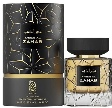 Amber Al Zahab 100ml Eau de Parfum Spray by Nylaa | Saffron Vanilla Amber Woody Arabic Perfume for Men & Women | Arabian Oud Sweet Scent