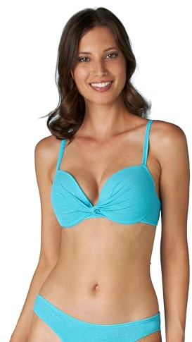 Lovable Bikini Reggiseno con Ferretto Push-up Plain Lurex Donna, Azzurro, 75B