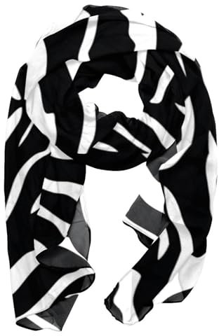 VTGHDEEQ Seidenschals für Damen,lange,leichte Schals für Damen,Schwarz weißer Zebra Druck