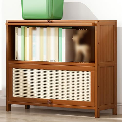 YHWKGZ Vitrine en rotin en plastique, armoire en bois massif avec porte, bibliothèque d'angle for enfants, vitrines for objets de collection, protection contre la poussière, conception de porte rabatt