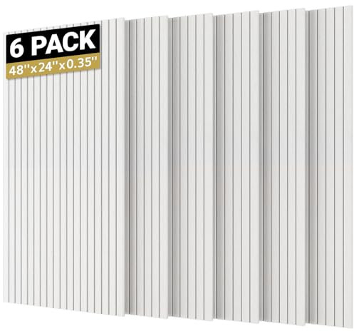 TONOR 6 PCS Paneles Acusticos Grande, 120x60x0,9cm Paneles Insonorizacion Pared, Aislante Acustico Autoadhesivo, Panel Decorativo Pared para Página Principal Sala de Uía Oficina, Blanco