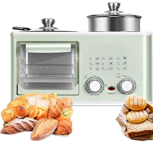 Máquina de Desayuno Multifuncional, máquina de Desayuno de 1200 W con Tubo de Calentamiento Doble Tipo S, Temporizador de 0 a 60 Minutos, Horno, sartén, vaporera, Horno doméstico para Oficina, hogar