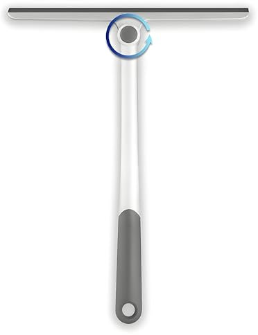 Ateweita Raschietto per Doccia con supporto, Rotazione a 360°, Perfetto per pulire vetri, specchi, piastrelle e finestre, Shower Squeegee for Bathroon