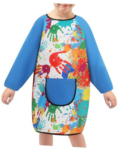 Tofficu Delantal De Artista Para Pintura Con Mangas Largas Gran Bolsillo Frontal