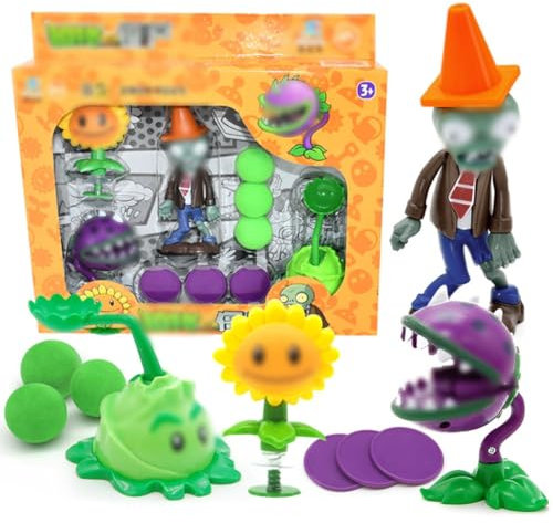IFHDO Spielzeug Figuren,6 Stück Pflanzen Zombies Figur Set, Sonnenblume Toy Spielzeug, Tortenfiguren Cartoon Anime Ornament, Kuchen Dekoration Zubehör, Party Liefert Für Kindergeburtstag Deko