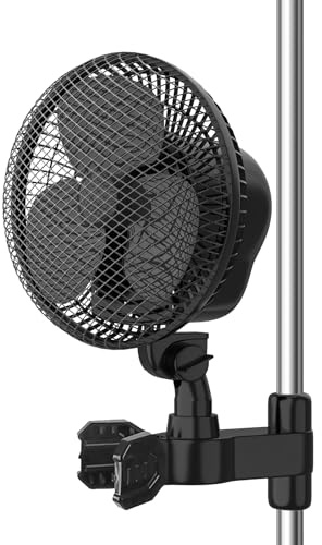 TECKZOON Grow Fläkt med klämma, bärbar USB-fläkt med 3 hastigheter oscillerande tyst cirkulation klämfläkt för hem, kontor, camping, odlingstält