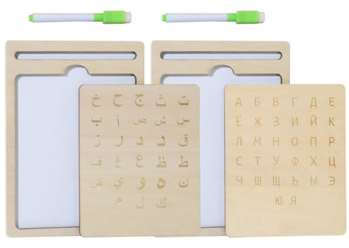 Hogvinnatil Tabla De Escritura Ruso Y Árabe para - Tabla Alfabeto de Madera para Aprender Letras | Juego Educativo Interactivo Dibujo para Niña Niño Ideal Cumpleaños