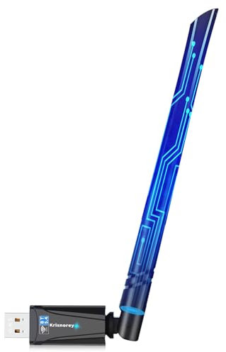 Krisnorey 2-in-1 Wi-Fi 6 Bluetooth 5.4 USB Adapter for PC Laptop, 5dBi High Gain AX900 2.4G/5GHz Wireless WiFi Network Dongle Auto-Driver for Windows 11 10 Desktop, Plug n Pair Headset, Keyboard, Mice