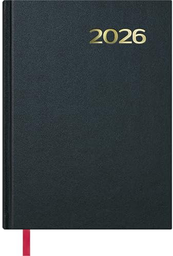 Dohe - Agenda 2026 - Día Página, Tamaño A5 (14x20 cm), Tapa Dura, 12 Meses Enero a Diciembre, Planificador Anual en Español con Marcapáginas - Síntex Negra