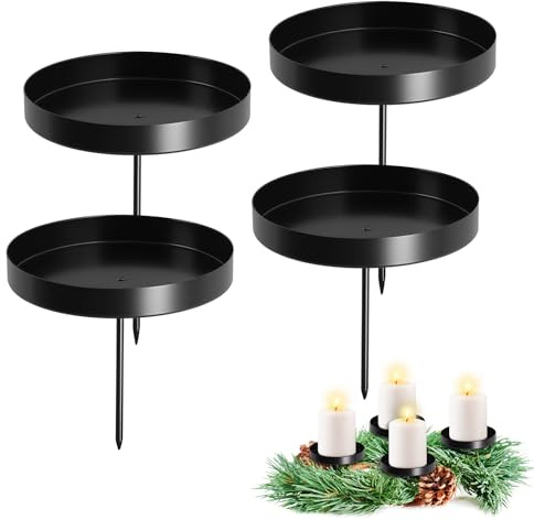4 Pezzi Portacandele per Corona Avvento, Porta Candela Natalizio Candele Decorative, Portacandele Metallo con Supporti, Centrotavola Natalizio Avvento Candele per Natale, Centrotavola, Ghirlanda, Casa