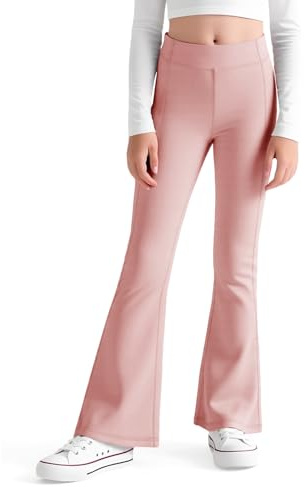 JinBei Flickor Leggings utsvängda byxor enfärgad, Rosa, 8-9 år