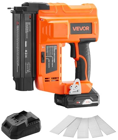VEVOR Chiodatrice Brad a Batteria, Calibro 18, Sparachiodi Elettrica a Batteria da 20 V con 500 Chiodi, Batteria agli Ioni di Litio, Caricabatterie, Profondità di Chiodatura Regolabile, per Fai da Te