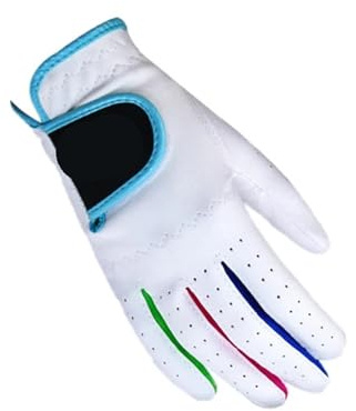 GOXQIT 2 par golfhandskar svettabsorberande tyg halkfri mjuk andningsbar nötning pojkar flickor sport för utomhus (VIT, storlek 15)