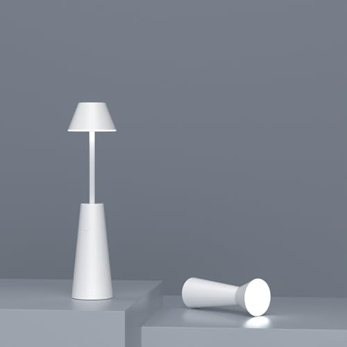 Alanmoship Lanterna da campeggio a LED scalabile con batteria da 1800 mAh, lampada da tavolo multifunzionale e torcia elettrica per escursioni all'aperto, luce bianca calda regolabile, nero (bianco)