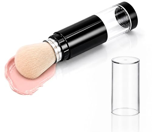 PATKAW Kompakt Resvänlig Refillbar Puderborste med Integrerad Behållare för Foundation och Highlighter Lätt att Använda för Daglig Sminkning och Touch-ups på Språng