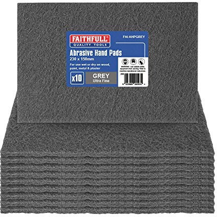 Faithfull FAIAHPGREY Hand Pad 230 x 150mm Ultra Fine - Grey (Pack of 10)
