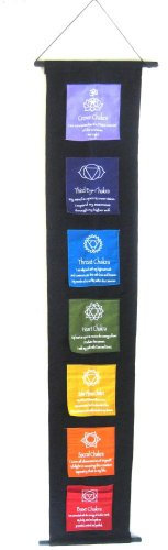 OMA 7 Chakra Meditation Banner Prayer Flag Balance Hanging Large, 60 Long