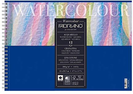 Fabriano 17662129 Bloc para Acuarelas, algodón, Blanco, 21 x 29,7 x 0.5 cm