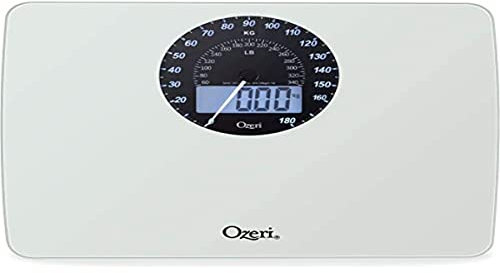 Pèse-personne numérique de salle de bain Ozeri Rev avec cadran électromécanique pour indiquer le poids