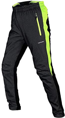 Tofern Pantalon de sport d'extérieur coupe-vent thermique avec doublure en polaire pour homme Grand (taille 73-94cm) 29-37 pouces) Noir et Vert